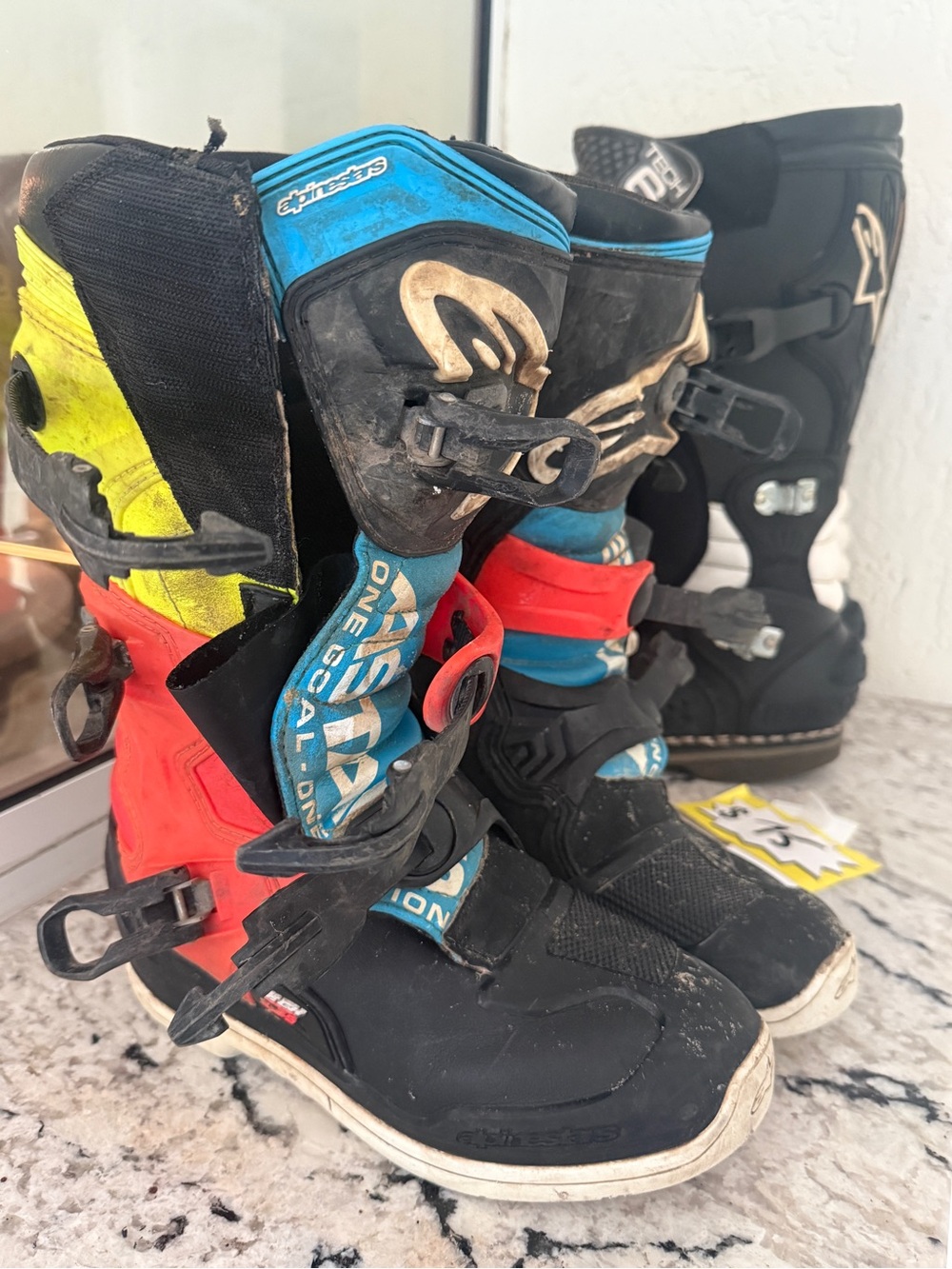 Alpinestars Kids Multicolor Motocross Boots - Black Blue Red Yellow YOUTH SZ 6